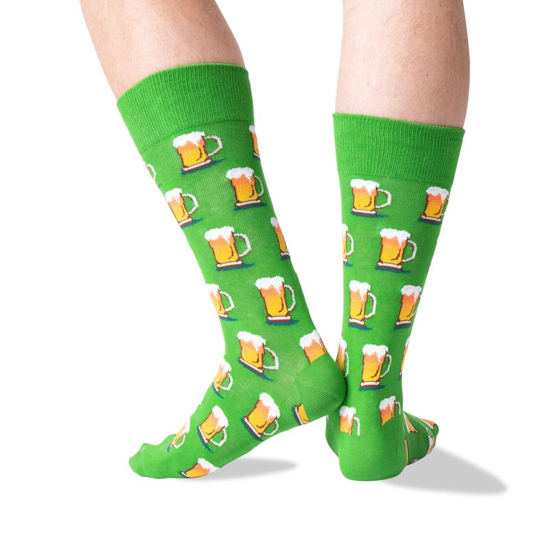 Hot Sox Men's Conversational Slack Crew Socks, Beer (Kelly), Shoe Size:6-12 / Sock Size: 10-13 - Image 3